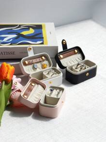1 Stück tragbarer minimalistischer Leder Schmuckorganizer, zum Aufbewahren von Ringen, Halsketten, Ohrringen, Lippenstift, Schmuckaufbewahrung und -präsentation, Geschenkbox für Frauen, Aufbewahrungsorganizer, Reiseutensilien, Rückkehr zur Schule, Schlafsaalaufbewahrung