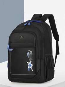 Borsa a tracolla semplice in colore unito decorata con stelle, borsa a tracolla multifunzionale casual in nylon leggero per uso quotidiano, zainetto portatile per esterno, borsa per ritorno a scuola, borsa per vacanze primaverili, borsa a tracolla, forniture scolastiche, portafoglio, zaino da uomo, zaino da studente, borsa uomo essenziali per una nuova vita