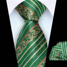 2pcs/Set 8cm Wide Striped Necktie & Pocket Square, High-Quality Classic Fashion Business Casual Tie Set, Men's Wedding Accessories, Family/Christmas/Party Gifts