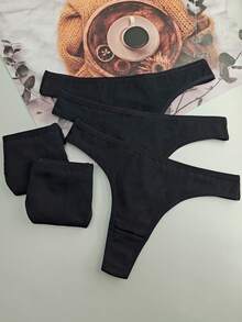 10 pièces Culotte-string sport minimalist confortable et respirante pour femme - Noir - Voir 6