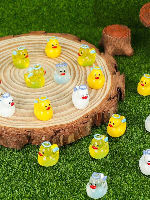 10/20pcs Cute Mini Resin Ducks, Tiny Angel Duck Small Plastic Miniature Animals Figures For DIY Fairy Garden, Glass Container, Potted Plant Decor, Micro Landscape Craft, Garden Decoration, Car Interior Accessories, Theme Party, Perfect Birthday Gift(Random Color)