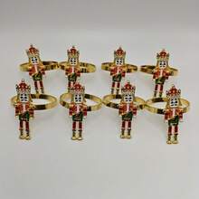 Inel de șervețel cu model de spărgător de nuci european importat, suport decorativ pentru șervețele electrolizat, model Soldier Guard, pentru hotel, aranjarea mesei în restaurant - Aur - Vizualizare 9