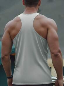 Camiseta de tirantes para hombre, espalda de tirantes, cuello en U ancho, transpirable y que absorbe la humedad, ligera y elástica, con aberturas amplias para los brazos, para entrenamiento, culturismo, levantamiento de pesas y correr