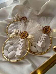 (1/5/10pcs) 75mm Handcrafted Gold Circle Wedding Favors | Personalized Name Date Engraving | Bridesmaid Gifts & Guest Souvenirs For Wedding Party