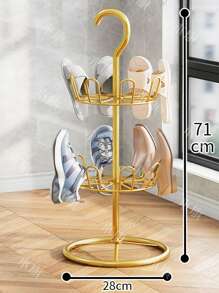 Outdoor Patio Rotatable Iron Shoe Rack, Floor-Standing Drying Shoe Organizer