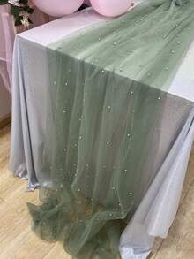 1Pc 1.5/2/3m/0.72*1M Tulle Tablecloth Wedding Birthday Prom Decor Creative Bedroom Living Room Pearl Backdrop Curtain Large Banquet Table Cover Photo Prop