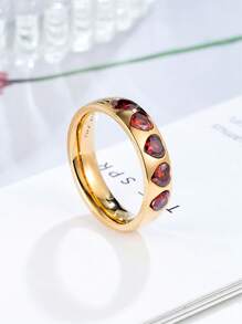 1 Stück eleganter kubischer Zirkonia Herz-förmiger Vollkreis Ring, geeignet für Damen Verlobung/Hochzeit