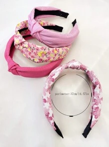 Set de 4 diademas de tela con lazo de unicolor, estampado de leopardo y floral para mujeres, accesorios de moda para lavarse la cara, calle y uso diario, accesorios rosas, estampado animal, accesorios para el cabello, diadema, aro para el cabello