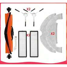Accessories Set For X10 B102GL Sweeping Robot, Main Side Brush, HEPA Filter And Mop Pad Include: 1 Roller Brush, 2 Side Brushes, 2 Filters, Rags, 1 Cleaning Brush - As Shown In Color - View 1