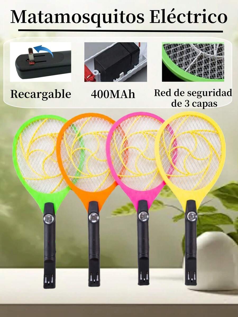 Rechargeable Electric Fly Swatter Racket For Home And Outdoor, 3000 Volts, Large Size (Colors Sent Randomly) - 查看 1