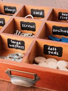 1卷（每卷包含120个标签）黑板玻璃罐标签贴纸+1支液体粉笔笔，可重复使用的黑色防水标签贴纸，可移除黑板标签贴纸，黑色自粘贴纸，波浪形标签，适用于厨房和餐具室整理