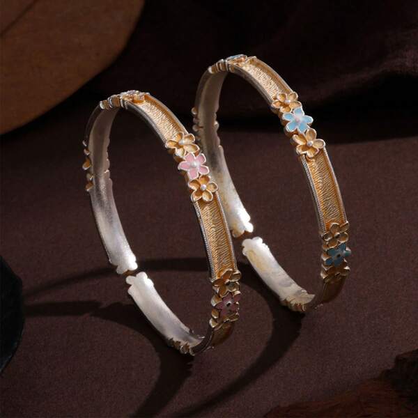 1 pieza de pulsera de estilo retro personalizado de alta gama con diseño de flor y boca abierta, pulsera de joyería con estilo antiguo, de lujo ligero y nicho para mujer