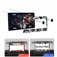 1PC Sunflower License Plate Frame Personalized Black White Floral License Plate Frames Auto Accessory Bracket License Plate Holder With Screws Women Men 6x12 Inch 2 Holes - 12x6 inch - Xem 3