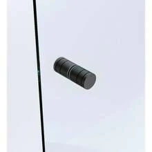 90cm Frameless Shower Screen With Black Brackets & Stainless Steel Hinges, Round Knob Handle - Wall To Wall Installation