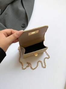 Bolso pequeño cuadrado, nuevo bolso de mano de mujer con acolchado de rombos de alta calidad, bolso de hombro con cadena trenzada y solapa con cierre, bolso bandolera para lápiz labial, accesorios de bolso lindo