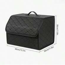 1pc Car Trunk Organizer Large Capacity Box Auto Multiuse Tools Storage Bag Stowing And Tidying PU Leather Folding Bag For Emergency Storage Box - Black - View 10