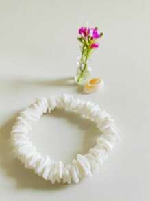 1pc Natural Beach Broken Shell Asymmetrical Bracelet, Essential For Women On Vacation
