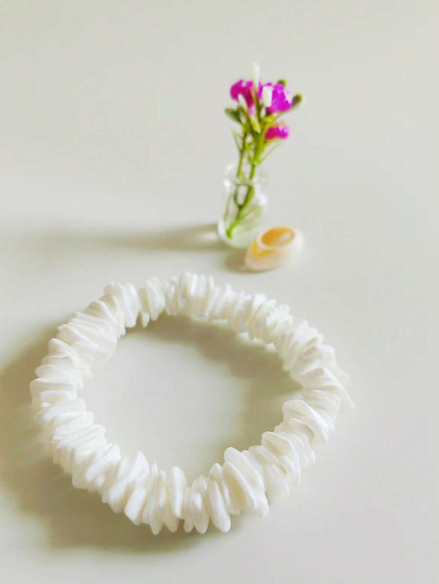 1pc Natural Beach Broken Shell Asymmetrical Bracelet, Essential For Women On Vacation