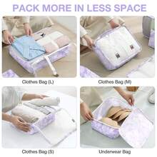 8 Set Travel Essentials, Suitcase Organizer Bags, Packing Cubes, Storage Bag, Travel Organizer Bags, Vacation Essentials, Travel Accessories, Cruise Essentials, Beach Essentials, Purse Essentials, School Supplies, Suitable For Organization And Storage - 紫色大理石 - 查看 5