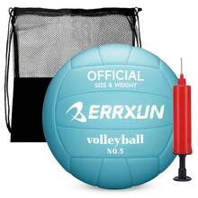 3 件/套耐用 5 号排球套装，经典蓝色，包括（机器缝制 PVC 排球 + 背包式网袋 + 便携式球泵）