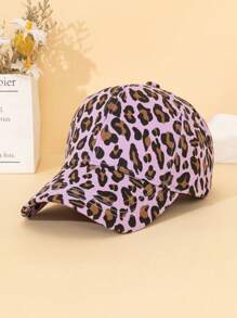 1 Pc Women Fashion Leopard Print Cute Decorative Baseball Cap, Multicolor, Suitable For All Seasons