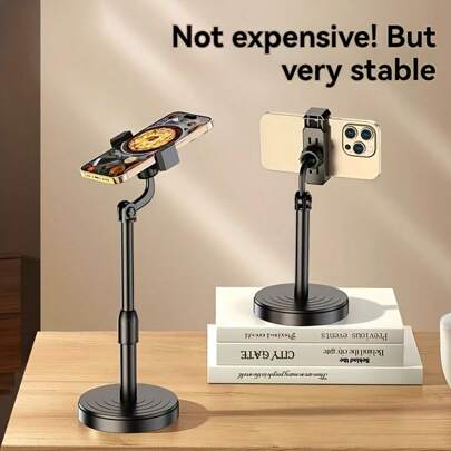1pc Adjustable Rotating Waterproof ABS Desktop Tripod Phone Stand, Phone Holder For Video Watching, Live Streaming, Effortless Support, Phone Accessory (Refer To Installation Video On Page), Gift