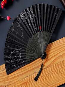 Eventail à main style chinois avec franges pour l'été, eventail pliant rétro Hanfu pour hommes, femmes, enfants, danse, fournitures scolaires, rentrée scolaire