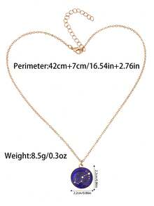 1pc Temperature Sensitive Color Changing 12 Zodiac Pendant Necklace, Fashionable Gold-Plated Zinc Alloy Mood Adjusting Jewelry For Girls - one-size - View 2
