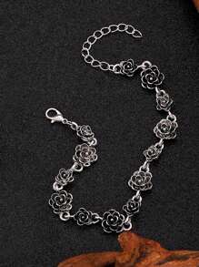 1pc Dark Punk Gothic Vintage Rose Flower Men Bracelet, New Fashion High Quality Versatile Birthday/Engagement Gift, Suitable For Daily Wear