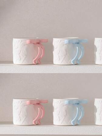1 pieza Taza cerámica con moño estilo femenino, taza decorativa de porcelana linda, taza de café/leche/jugo de diseño de alta calidad, apropiada para restaurante, oficina, sala de estar, excelente como regalo de cumpleaños para recién casados, mejor amigo/pareja