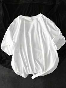 Men's Letter Print Round Neck Casual Summer Short Sleeve T-Shirt - White - View 2