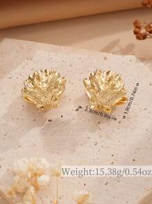 2 piezas de Pendientes de aro de concha dorada para mujeres - Diseño escultórico texturizado, joyería de declaración de estilo costero retro para verano, playa y atuendos diarios