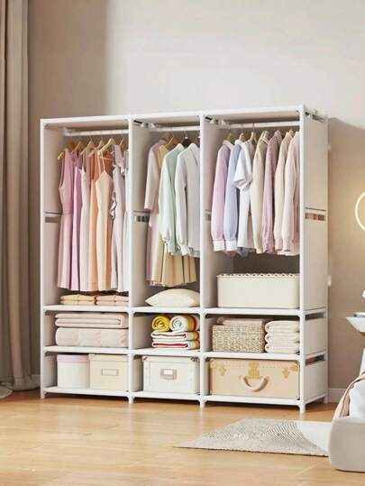 1pc Portable Wardrobe Closet, Multi-Functional Fashion Closet Organizer With Dustproof Function, Freestanding Display, Floor-Standing Assembly Storage Rack, Bedroom/Living Room Home, Holiday Gift, Christmas Gift, Children Gift