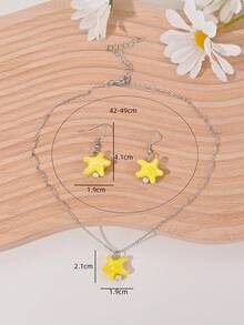 1 套（1 对耳环 + 1 条项链）可爱陶瓷海星吊坠耳环和项链首饰套装，适合女性日常休闲、沙滩、派对穿着、所有季节、节日礼物