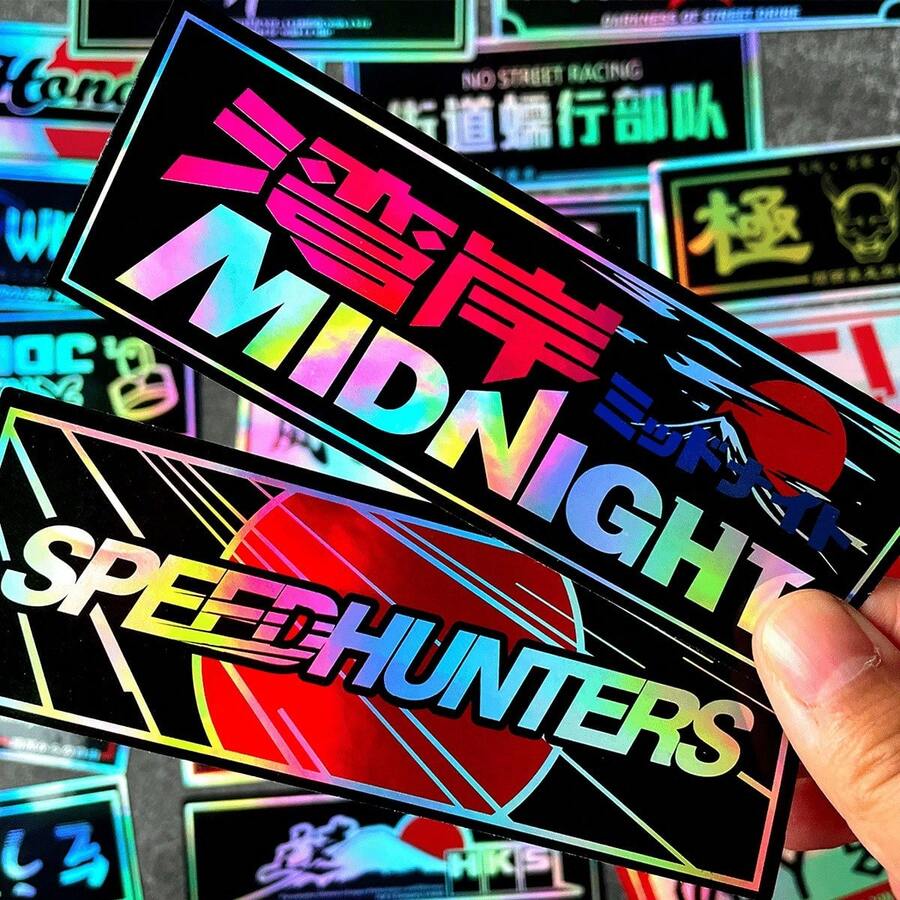 24 件反光 JDM 改装贴纸 - 适用于汽车、摩托车和电动车的防水 PVC 贴花 - 24pcs - 查看 1