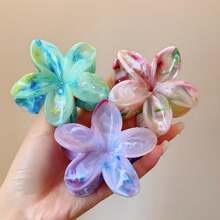 Set de 3 pinzas para el cabello de flores grandes degradadas de acrílico, accesorios elegantes y vintage con textura de mármol para el cabello de la mujer, aptos para uso diario casual y viajes a la playa - Pinza de pelo, sujeta-cabello, recogedor de cabello