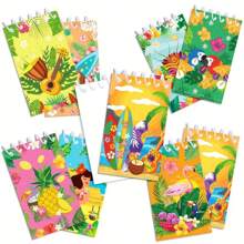 8pcs/Set Creative Summer Beach Spiral Notebooks, Mini Portable Student Notepad