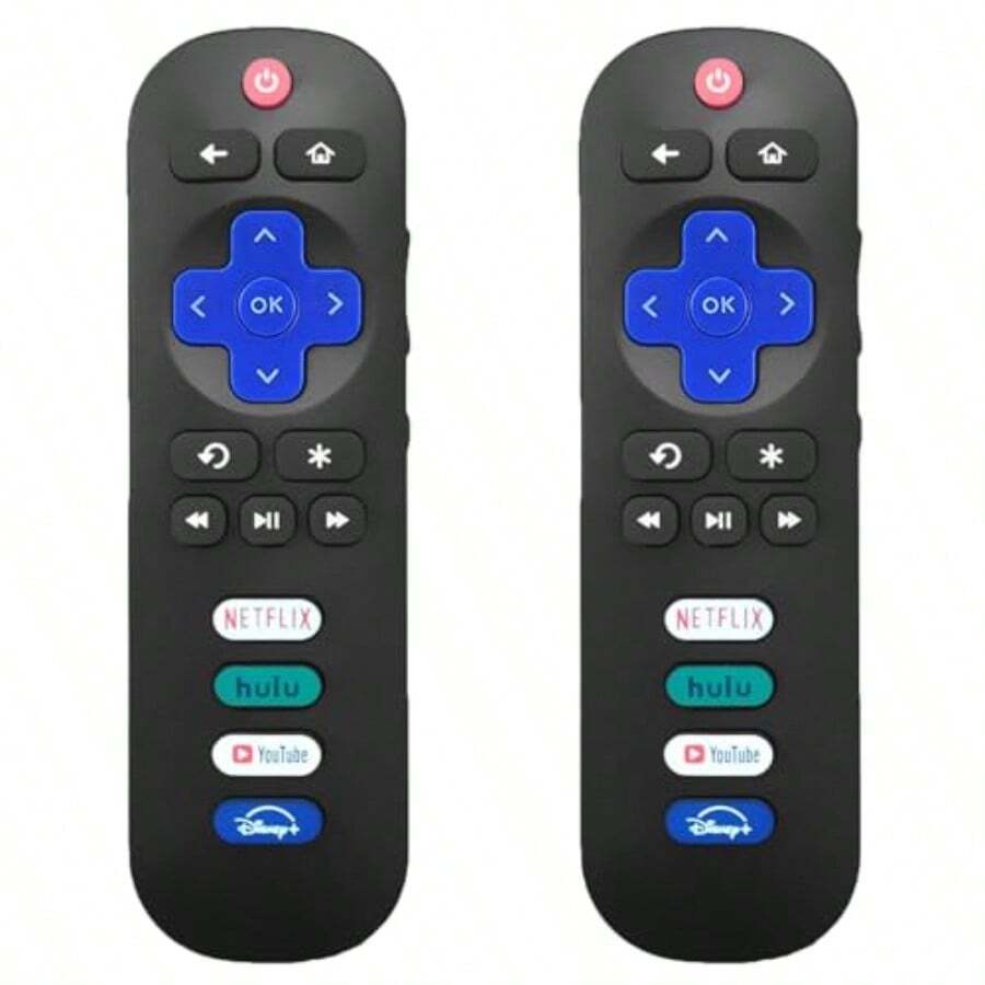 2 paquetes de control remoto de repuesto compatible con TV Roku de Hisense, Onn, Sharp, Element, Westinghouse, Insignia y otros TV inteligentes Roku, no compatible con Roku Stick y Roku Box 65hj - Negro - Ver 1