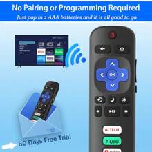 2 Paquetes de Controles Remotos de Repuesto Compatibles con Televisores Inteligentes Roku, Controles Remotos Infrarrojos para Hisense, Sharp, Onn, Element, Insignia Roku TV. No Compatible con Roku Stick, Box o Altavoz 65hj - NegroA - Ver 3
