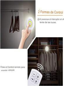 Kit de 3 lámparas, focos LED, inalámbricos, control remoto, color: blanco - luz blanca - Ver 10