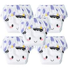 5pcs Children's Training Pants, Breathable Leak-Proof Baby Learning Pants, Washable Diapers, Infant Potty Training Pants, Newborn Training Pants, Reusable Baby Cloth Diapers, Suitable For Boys And Girls - Multicolor - View 20