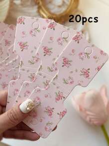 20/50/100pcs Flower Jewelry Display Cards Pink Yellow Floral Necklace Display Card Packaging Bracelet Making Kit Jewelry Organiser Retail Store Labels For Small Business Supplies
