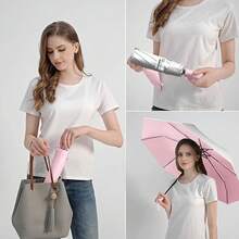 BAODINI Small UV Protection Travel Umbrella Compact For Rain And Sun UPF 50+ 41 Inch Portable Umbrella For Women And Men - 銀色 - 查看 5