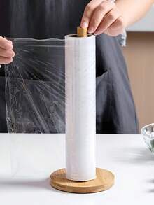 1 件竹制卫生纸巾架，垂直木质卷纸和保鲜膜收纳架，厨房餐厅休闲收纳整理架