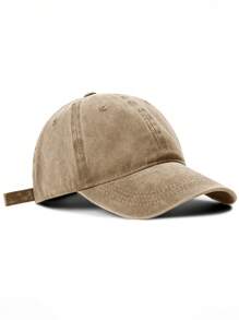 1pc Unissex Vintage Envelhecido Aba Curva Boné de Beisebol, Cor Sólida, Primavera/Verão