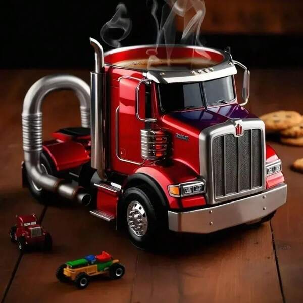 Funny Truck Coffee Cup Mug Handcrafted Durable Semi-Trailer Shaped Ceramic Decorations For Men Women Truck Driver Gifts