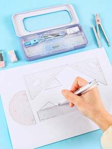 圆规尺套装、专用直尺套装、三角尺套装、小学生专用软尺套装。专业绘画。返校季/毕业季礼物，学校用品，返校季 - 套裝 包含(金屬收納盒) - 查看 9