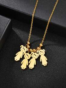 1 件定制不锈钢儿童吊坠项链，个性化手工 DIY 雕刻名字家庭项链 - 彩色 - 查看 5