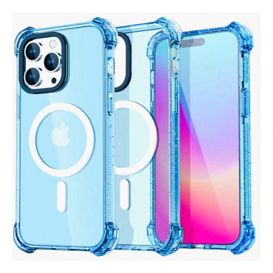 Mida Style Funda Compatible Con iPhone Transparente Tecnología Magnética Uso Rudo Brillos