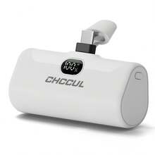 CHCCUL 迷你便携式充电器，5000mAh USB C 快速充电移动电源，LCD 显示屏小型电池组兼容 16/15/兼容三星/安卓等适合夏季假期户外旅行/露营和紧急备用移动电源礼物送给家人、朋友、生日电量显示 - 白色 - 查看 1